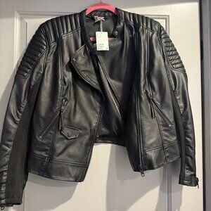 NWT H&M Divided Faux Leather Moto Jacket Size 12